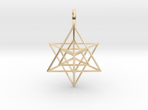 Star Tetrahedron inside Star Tetrahedron 28mm in 14k Gold Plated Brass