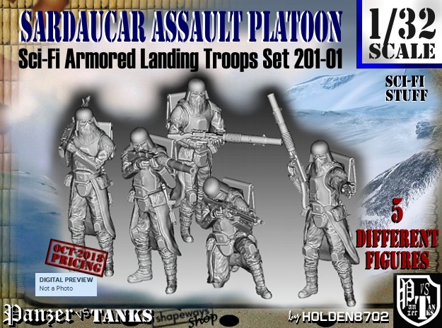 1/32 Sci-Fi Sardaucar Platoon Set 201-01 in Smooth Fine Detail Plastic