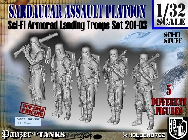 1/32 Sci-Fi Sardaucar Platoon Set 201-03 in Smooth Fine Detail Plastic
