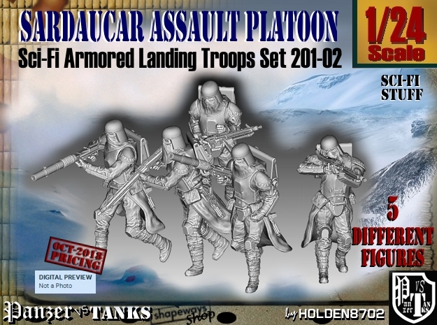 1/24 Sci-Fi Sardaucar Platoon Set 201-02 in White Natural Versatile Plastic