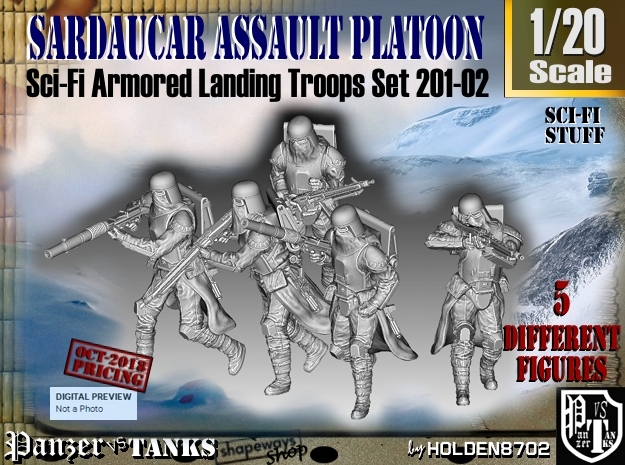1/20 Sci-Fi Sardaucar Platoon Set 201-02 in White Natural Versatile Plastic