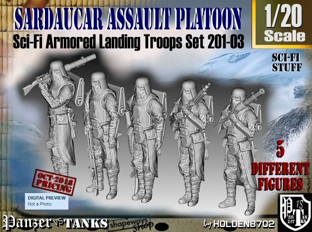 1/20 Sci-Fi Sardaucar Platoon Set 201-03 in White Natural Versatile Plastic