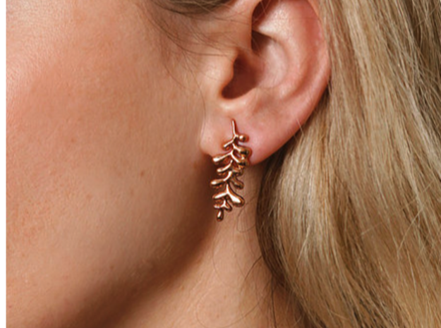 Long Leaf Earrings in 14k Rose Gold Plated Brass