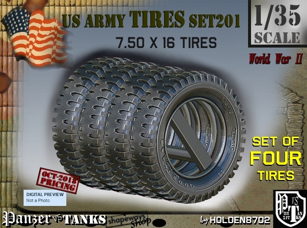 1/35 Tire 750x16 Set201 in Tan Fine Detail Plastic