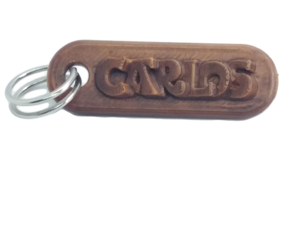 CARLOS Personalized keychain embossed letters in White Natural Versatile Plastic