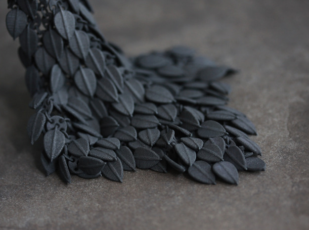 Leafy Fabric Piece in Black Natural Versatile Plastic