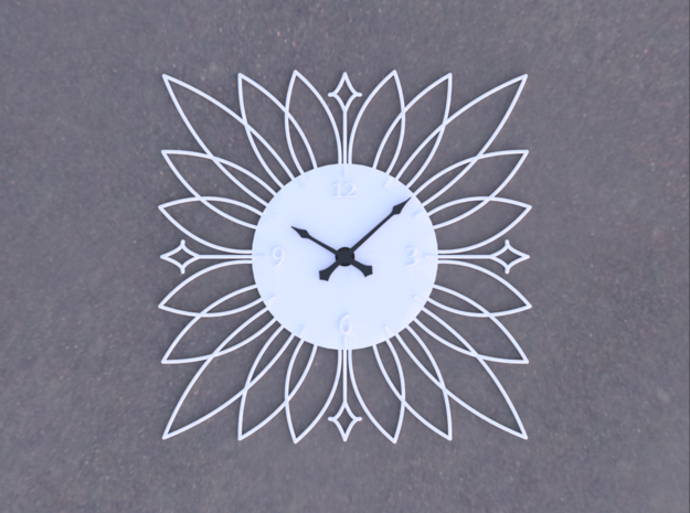 Sunburst Clock - Blossom in White Natural Versatile Plastic