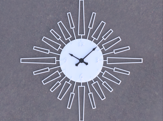 Sunburst Clock - Velma in White Natural Versatile Plastic