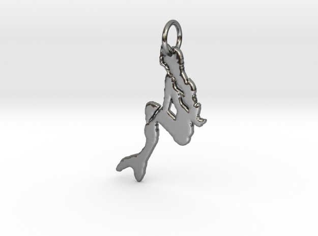 Neptina Pendant in Fine Detail Polished Silver: Large
