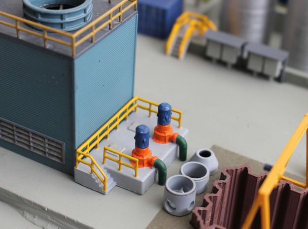 N Scale Cooling Pump Station w railings in Tan Fine Detail Plastic