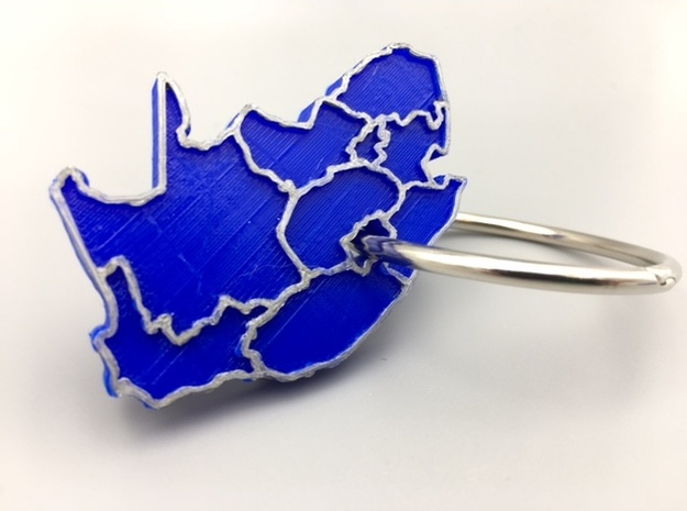 South Africa Keychain in Blue Processed Versatile Plastic