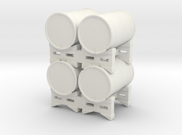 4-55 gal Drums Stack O-scale in White Natural Versatile Plastic
