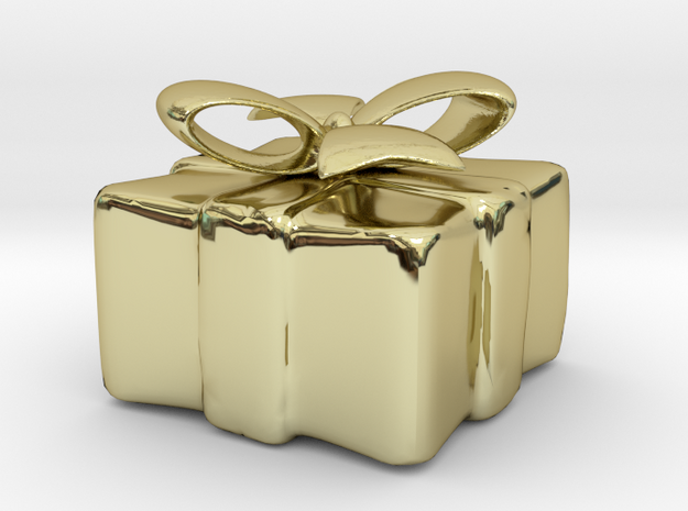 Gift Box Pendant in 18k Gold Plated Brass