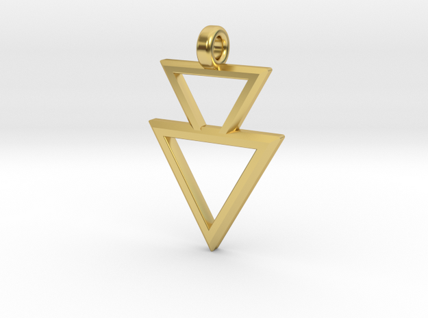 Geometric Double Triangle Pendant in Polished Brass