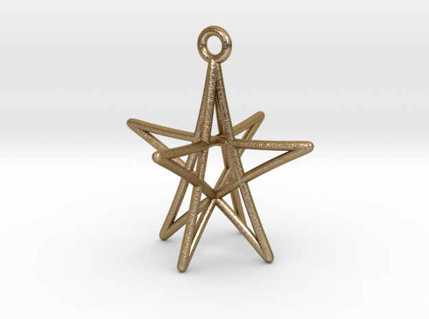 Star Ornament, 5 Points in Polished Gold Steel