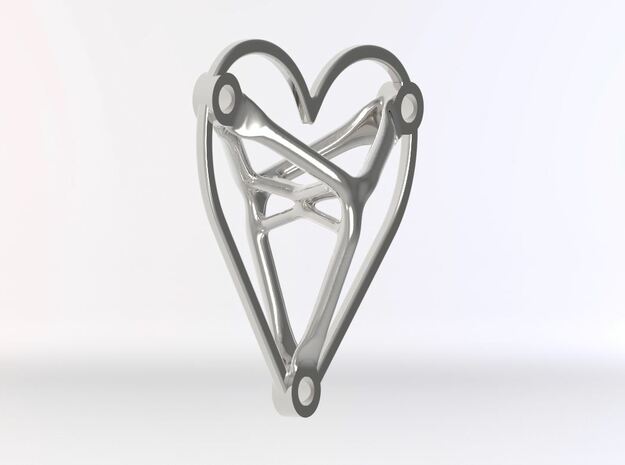 Necklace Heart - Generative Design in Fine Detail Polished Silver