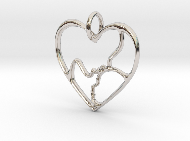Mother and Child Pendant (small) in Rhodium Plated Brass