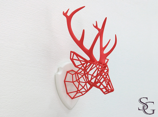 small deer head (no base plate) in Red Processed Versatile Plastic