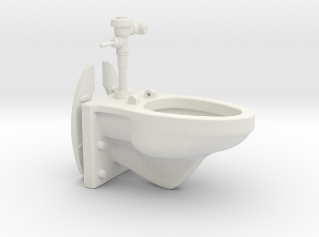 1:18 Scale Toilet - Articulated Wall Mounted Manua in White Natural Versatile Plastic