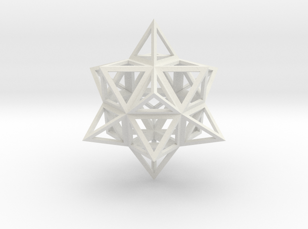 Wireframe Stellated Vector Equilibrium 3"  in White Natural Versatile Plastic