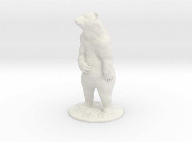4 inch Grizzly Bear in White Natural Versatile Plastic