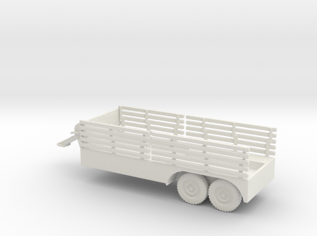 1/72 Scale 6x6 Jeep Cargo Trailer with Crane in White Natural Versatile Plastic