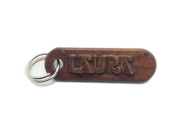 LAURA Personalized keychain embossed letters in White Natural Versatile Plastic