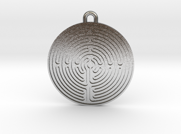 Chartres Labyrinth Pendant in Natural Silver