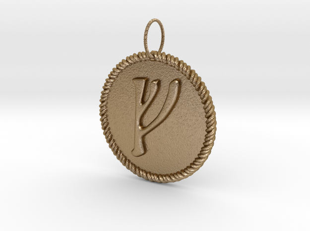 Nordic Fehu Rope Pendant in Polished Gold Steel