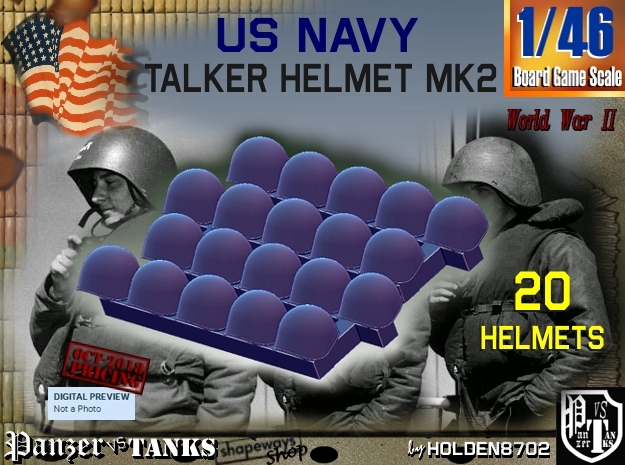 1/46 USN Mk2 Headphones Helmet Set001 in Tan Fine Detail Plastic