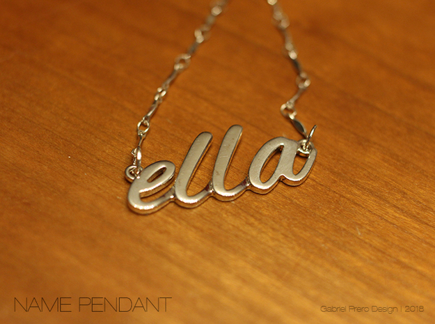 Custom Name Pendant "Ella" in Polished Silver