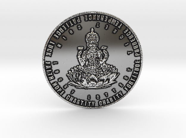 Coin of 9 Virtues Maha Lakshmi in Antique Silver