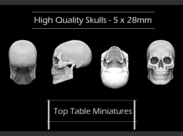 High Quality Skulls x 5 - 28mm