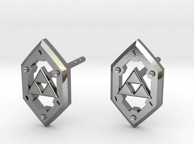 Zelda Shield Studs in Polished Silver
