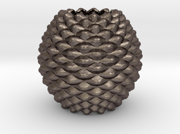Pine Cone in Polished Bronzed Silver Steel