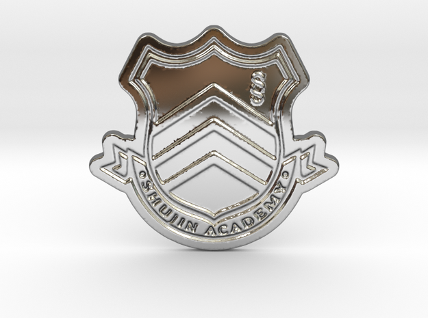 Persona 5 Shujin Academy Badge in Fine Detail Polished Silver