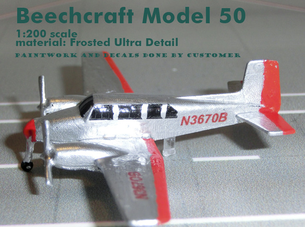 Beechcraft Model 50 Twin Bonanza in Gray PA12: 1:160 - N