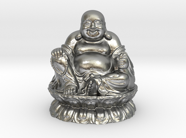 Laughing Buddha in Natural Silver