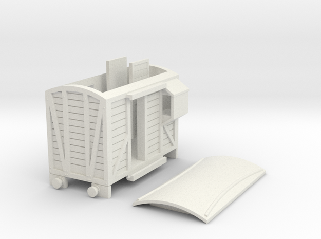 Modern style narrow gauge brake van in White Natural Versatile Plastic