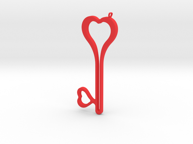 Heart Key Necklace-24 in Red Processed Versatile Plastic