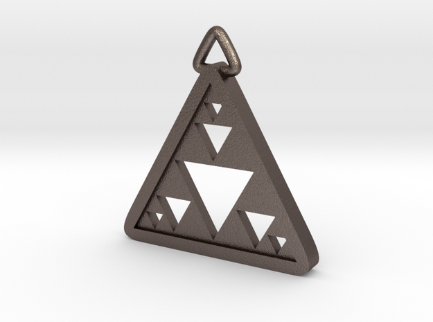 Triangle Fractal Pendant in Polished Bronzed-Silver Steel