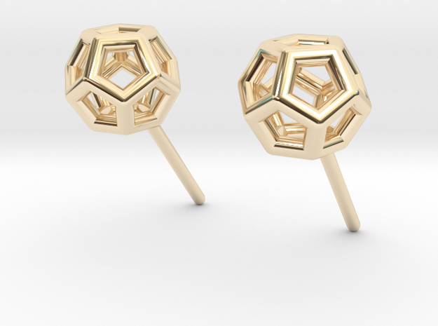 Simple Dodecahedron studs earrings in 14k Gold Plated Brass