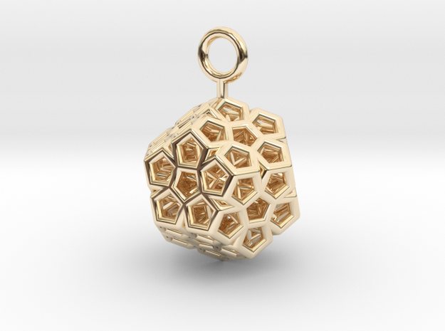 Level 2 Sierpinski Dodecahedron (small) in 14k Gold Plated Brass