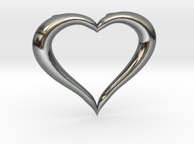 Love Heart Necklace in Fine Detail Polished Silver