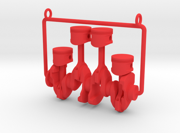 Inline 4 piston engine pendant in Red Processed Versatile Plastic