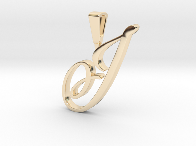 INITIAL PENDANT J in 14k Gold Plated Brass