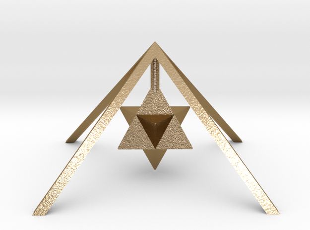 Golden Pyramid Star Tetrahedron in Polished Gold Steel