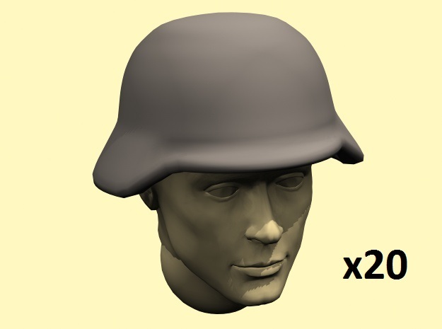 28mm ww2 german helmets (bigger) in Tan Fine Detail Plastic