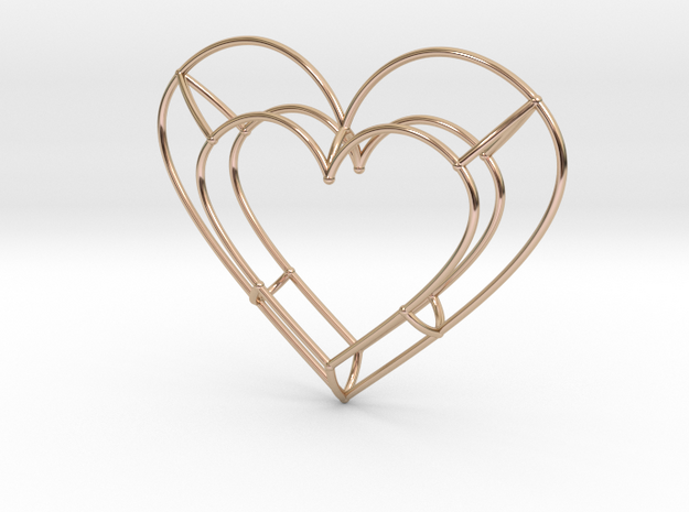 Large Open Heart Pendant in 14k Rose Gold Plated Brass