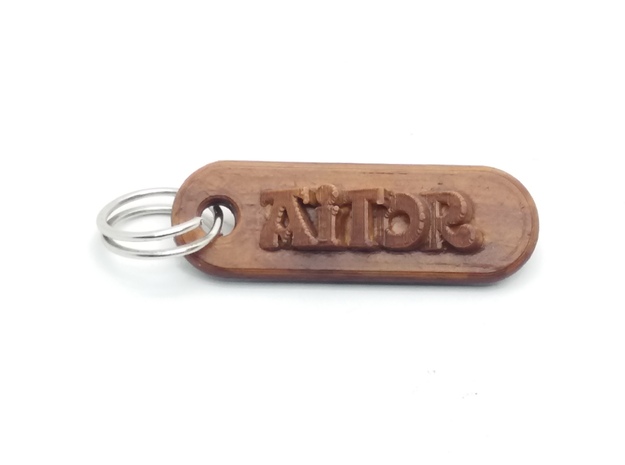 AITOR Personalized keychain embossed letters in White Natural Versatile Plastic